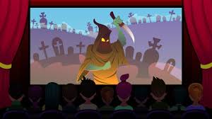 Which is the scariest computer generated horror movie? Premium Vector Horror Movie Is Shown On Screen In Cinema Cartoon