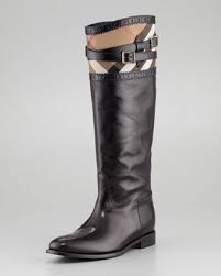 Black Boots With Brown Top Burberry Check Top Brogue Riding Boot Black Riding Boots Boots Black Riding Boots