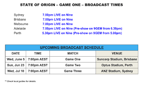 Perth hosted its inaugural origin match when game 2 was played at optus stadium, and the new south wales blues won consecutive series for the first time since the 2005 victory which. Tv Guide State Of Origin On Nine 9now Mediaweek