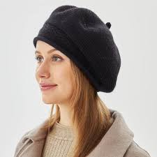 Amazon.com: Women French Beret Hat Beanie Winter Knit Knitted Warm Wool  Slouchy Paris Basque Baret Barrette Artist Cap Black Classic Solid Color,  Boinas de Mujer, Gifts for Ladies