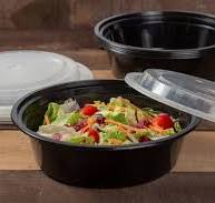 24 oz. Round Black Containers and Lids, Case of 150