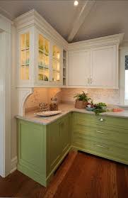 Kitchen Cabinets Maybe Not Green On The Bottom But Like The Idea Of A Darker Color Love The Uppers Green Kitchen Cabinets Grey Kitchen Tiles Kitchen Design