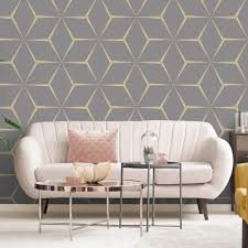 Next day delivery & free returns available. Belgravia Decor Geometric Yellow Grey Glitter Wallpaper 9740