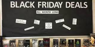 Black Friday Deals A Doorbuster Book Display In 2020 Library Book Displays Book Display Black Friday Books