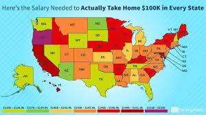 Here S The Salary Needed To Actually Take Home 100k In Every State With Images Salary Federal Income Tax Graphing