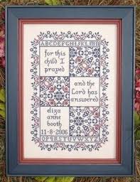 We have over 250 cross stitch birth samplers and announcements for you to choose from. My Big Toe Designs For This Child A Birth Sampler Cross Stitch Pattern 123stitch