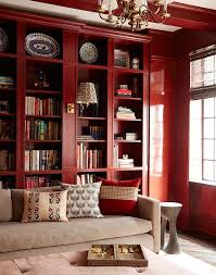 20 Gorgeous Home Libraries Katie Considers Trendy Interior Design Red Interior Design Home Libraries