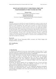 Any paper will be written on time for a cheap price. Pdf Issues Of Efficiency For Public Private Partnerships In The Water Sector