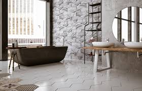 Tile is often the most used material in the bathroom, so choosing the right one is an easy way to kick up your bathroom's style. Modern Bathroom Floors Whaciendobuenasmigas