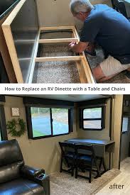 How To Replace An Rv Dinette With A Table And Chairs In 2020 Dinette Dining Booth Table And Chairs