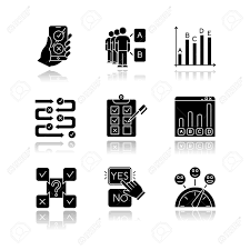 Creating an online poll is easy. Survey Drop Shadow Black Glyph Icons Set Online Poll Choose Option Select Answer Approve Disaprrove Social Opinion Mass Poll Written Test Statistics Infograph Isolated Vector Illustrations Royalty Free Cliparts Vectors And Stock