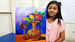 Download How To Draw A Still Life Scenery Of Flower Vase Step By Step For Beginners Oil Pastel Landscape Drawings Art Tutorials