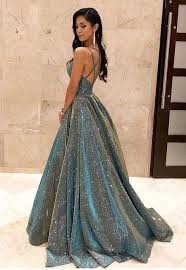 2020 Fashion Ball Gown V Neck Sparkly Satin Long Prom Dresses With Pockets Cross Back Evening Dresses Ml25 Trendy Prom Dresses Cute Prom Dresses Elegant Prom Dresses