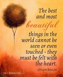 The Best And Most Beautiful Things In The World Cannot Be Seen Or Even Touched Meaning Soul Bridging Inviting You To Remember Who You Are Helen Keller Quotes Remember Who You Are Feelings And Emotions