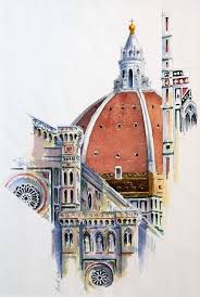 360 Duomo Florence Florence Art Watercolor Architecture Travel Painting