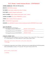 No two different elements will have the atomic number. Atomic Structure Review Key Studocu