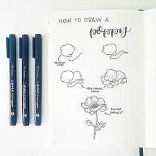 For All Those Who Are Wondering How To Draw A Beautiful Poppy Made By Bonjournal Calligraphy Flower Drawing Flower Drawing Design Flower Drawing Tutorials