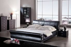 Stylish leather designer bedroom with extra storage cases. Black Leather Bed Bedroom Ideas Novocom Top