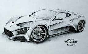 Car Pencil Sketch Drawing - Clip Art Library