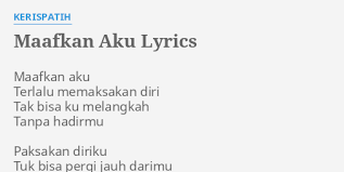 1 yang didistribusikan oleh label trinity optima production. Sayang Maafkan Aku Lirik Chord