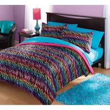 Your Zone Mink Rainbow Zebra Bedding Comforter Set Walmart Com Zebra Bedding Zebra Print Bedroom Zebra Print Bedding