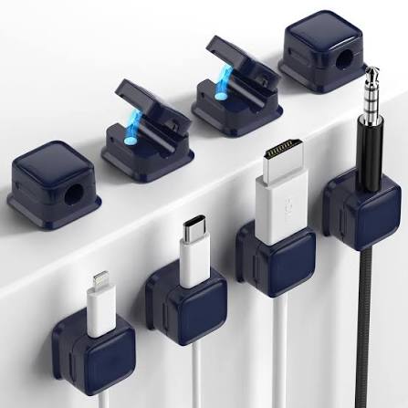 Pacote com 8 organizadores de cabos magnéticos, gerenciamento de cabos adesivos fáceis de segurar, gerenciamento de organizador de fios, ocultar ou organizar o telefone cabo carregador USB para casa, | Amazon.com.br