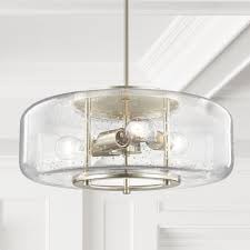 Modern Seeded Glass Pendant Light With 3 Lights Satin Nickel Finish 1810 09 Destination Lighting