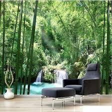 3d Bamboo Forest Trees Wallpaper Small Waterfall Mural Home Wallpaper Waterfall Wallpaper Wallpaper Decor