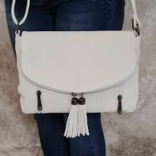 37 x 29 x 10 cm. Sac Bandouliere Alvira Blanc
