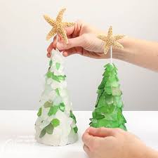 Use pretty glass from the beach to make crafts for the home & garden. Sea Glass Christmas Tree Crafts By Amanda