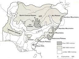 Map of nigeria showing highlands and lowlands. Physical Setting Of Nigeria Classhall Com