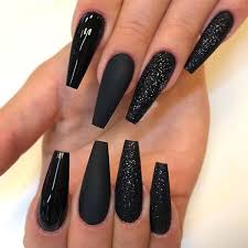 Cute Acrylic Nail Ideas Coffin Black 70 Matte Black Coffin Nail Ideas Matte Black Nails Matte Nails Coffin Nails Long Black Nails Black Acrylic Nails Long Nails
