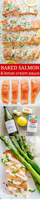Oven Baked Salmon With Flavorful And Simple Lemon Cream Sauce Lemon Beurre Blanc Will Be Your Secret Wea Oven Baked Salmon Baked Salmon Lemon Seafood Recipes