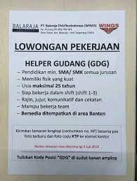 Arti helper dalam pekerjaan, helper berasal dari kata bahasa inggris yang merupakan kada dasar dari help yaitu membantu. Lets Works Lowongan Kerja Helper Gudang Pt Balaraja Facebook