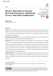 Homework is to be handed in every friday and you will complete all three boxes below, reading. Pdf Shadow Education In Europe Growing Prevalence Underlying Forces And Policy Implications