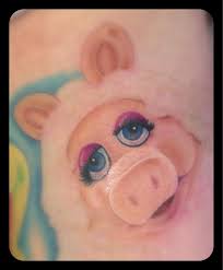 Miss Piggy With Pink Hair Tattoo Hair Tattoos Black Hair Updo Hairstyles Pink Hair
