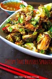 Crispy Brussels Sprouts With Thai Sauce Recipe Thai Side Dishes Recipes Sprout Recipes