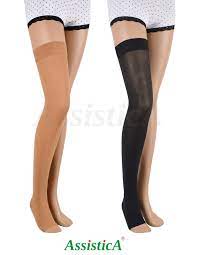 23 32 Mmhg Assistica Medical Compression Stockings Open Toe Thigh High Socks Ebay