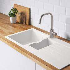 Strength meets attractiveness in kraus granite kitchen sink of forteza™ series. Ikea H Auml Llviken Einbausp Uuml Le 1 Frac12 Becken Abtr Wei Szlig Quarzkomposit Ceramic Kitchen Sinks Inset Sink Sinks Kitchen Stainless