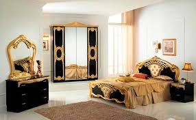 Home/italian bedroom sets/vanity italian bedroom furniture set. High Gloss Black Gold Italian Bedroom Furniture Homegenies