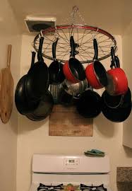Wall mounted pot rack make a hole in the bamboo pieces in each of the marked points, drilling through the tape and right across the other side. Our Diy Bike Pot Rack Pot Rack Kitchen Fittings Home Decor Bedroom