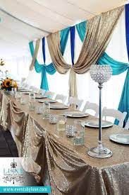 Ivory Champagne Sequin Turquoise Royal Blue Wedding Decor Mt Brydges On White Wedding Ceremony Red And White Weddings Turqoise Wedding