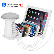 This dock can charge everything you throw at it, including the new ipad pros and macbooks. Maypott Charging Station For Multiple Devices With Quick Charger 3 0 5 Port Usb Charging Station Dock Organizer With Mushroom Led Nightlight Charger For Iphone Ipad Smartphones Tablets Buy Online In Antigua