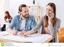 Easygoing Emotional Girl Discussing Details Of The Project With Client Stock Image Image Of Drawing Leisure 93802789