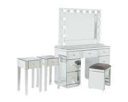 Large led mirror not only large enough to be used for makeup, grooming, or even dressing, but also give your room a very beautiful decor and bring enough fantastic mirror, it looks amazing on my ikia dressing table. Monroe Silver Mirrored Dressing Table Set With 2 X 1 Drawer Bedside Tables Stool And Large Hollywood Mirror