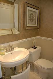 Chair rails not only protect your walls, they add both warmth and visual interest as well. Powder Room After Classic Wallpaper Above The Chair Rail To Give The Room More Drama Classic Powder Room Leather Dining Room Chairs Classic Bedroom