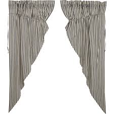 Black and white striped curtains short. Ashmont Ticking Stripe Prairie Short Panel Set Of 2 63x36x18 Allysons Place