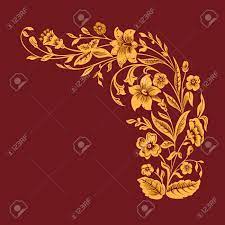 Affordable and search from millions of royalty free images floral pattern stock photos and images. Floral Pattern Gold Painting Flowers On A Burgundy Background Royalty Free Cliparts Vectors And Stock Illustration Image 94470924