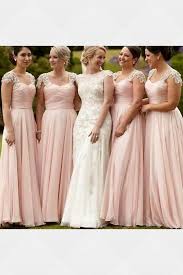 Pretty Junior Cap Sleeve Blush Pink Chiffon Formal A Line Floor Length Cheap Bridesmaid Dresses Blush Bridesmaid Dresses Pink Bridesmaid Dresses Custom Bridesmaid Dress
