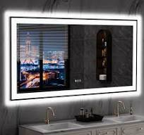 Amazon.com: LOAAO 60"X30" LED Bathroom Mirror Black Framed ...